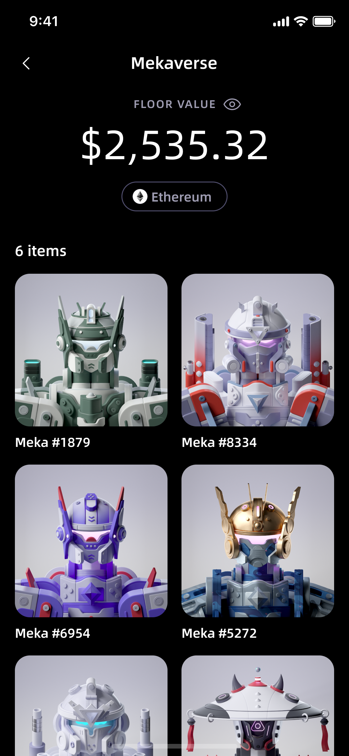 SafePal NFT collection screen