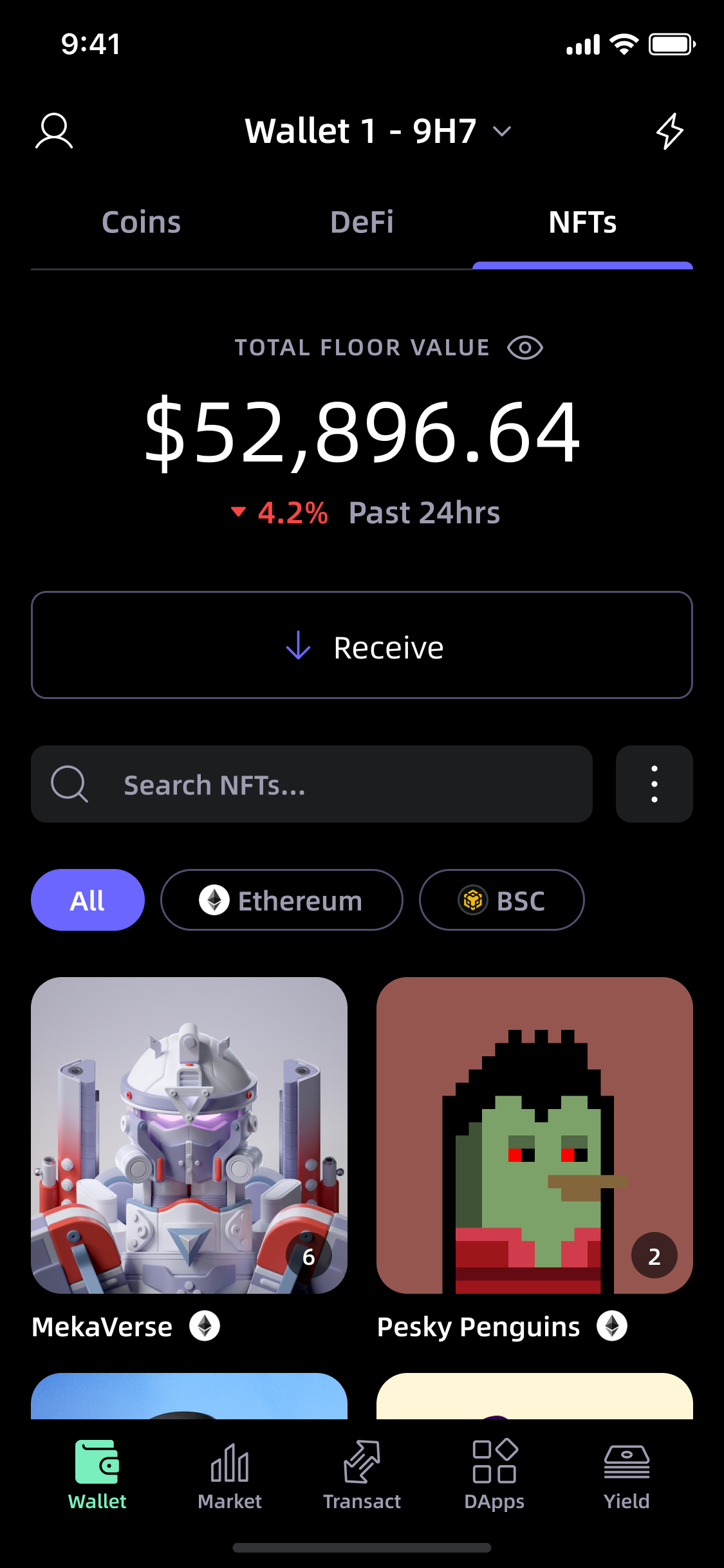 SafePal wallet NFT floor value screen