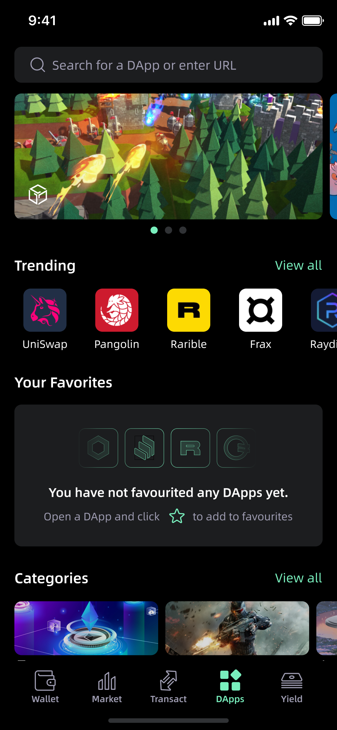 SafePal DApps discovery screen